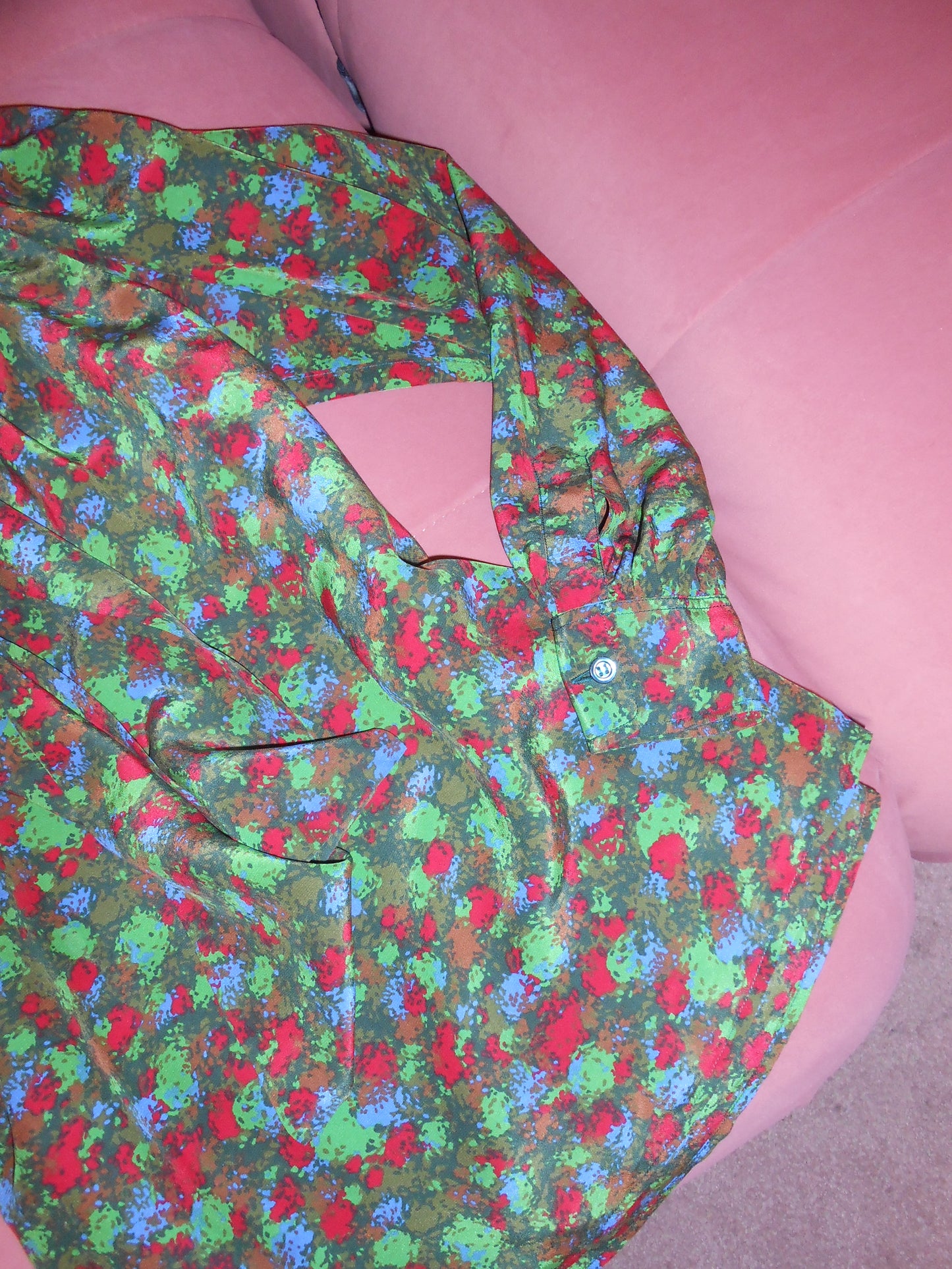 YVES SAINT LAURENT 1970S SILK PRINTED BLOUSE