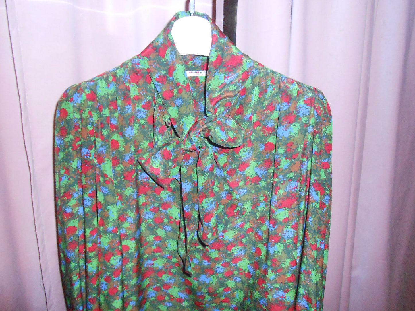 YVES SAINT LAURENT 1970S SILK PRINTED BLOUSE