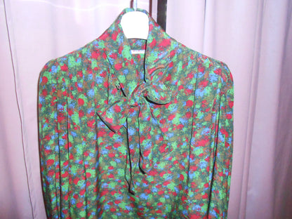 YVES SAINT LAURENT 1970S SILK PRINTED BLOUSE
