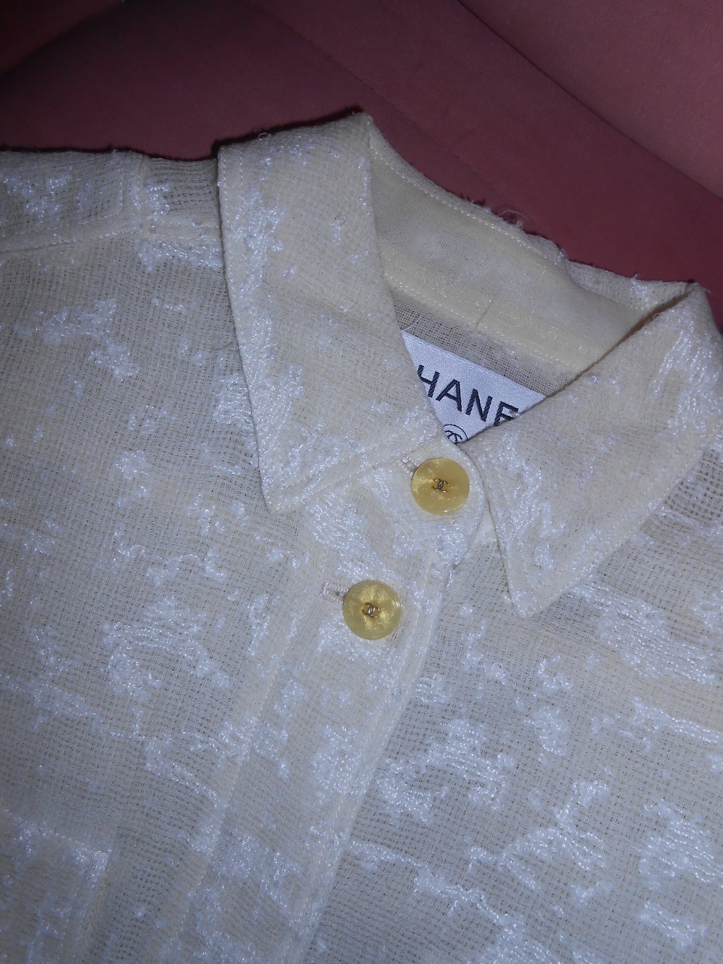 CHANEL BY KARL LAGERFELD SS 1999 IVORY TWEED JACKET TOP