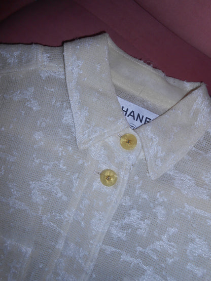 CHANEL BY KARL LAGERFELD SS 1999 IVORY TWEED JACKET TOP