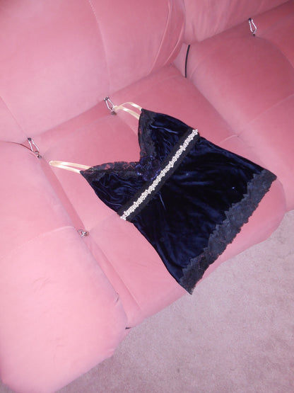 DOLCE & GABBANA EARLY 2000S VELVET CAMI WITH SEQUIN FLOWER