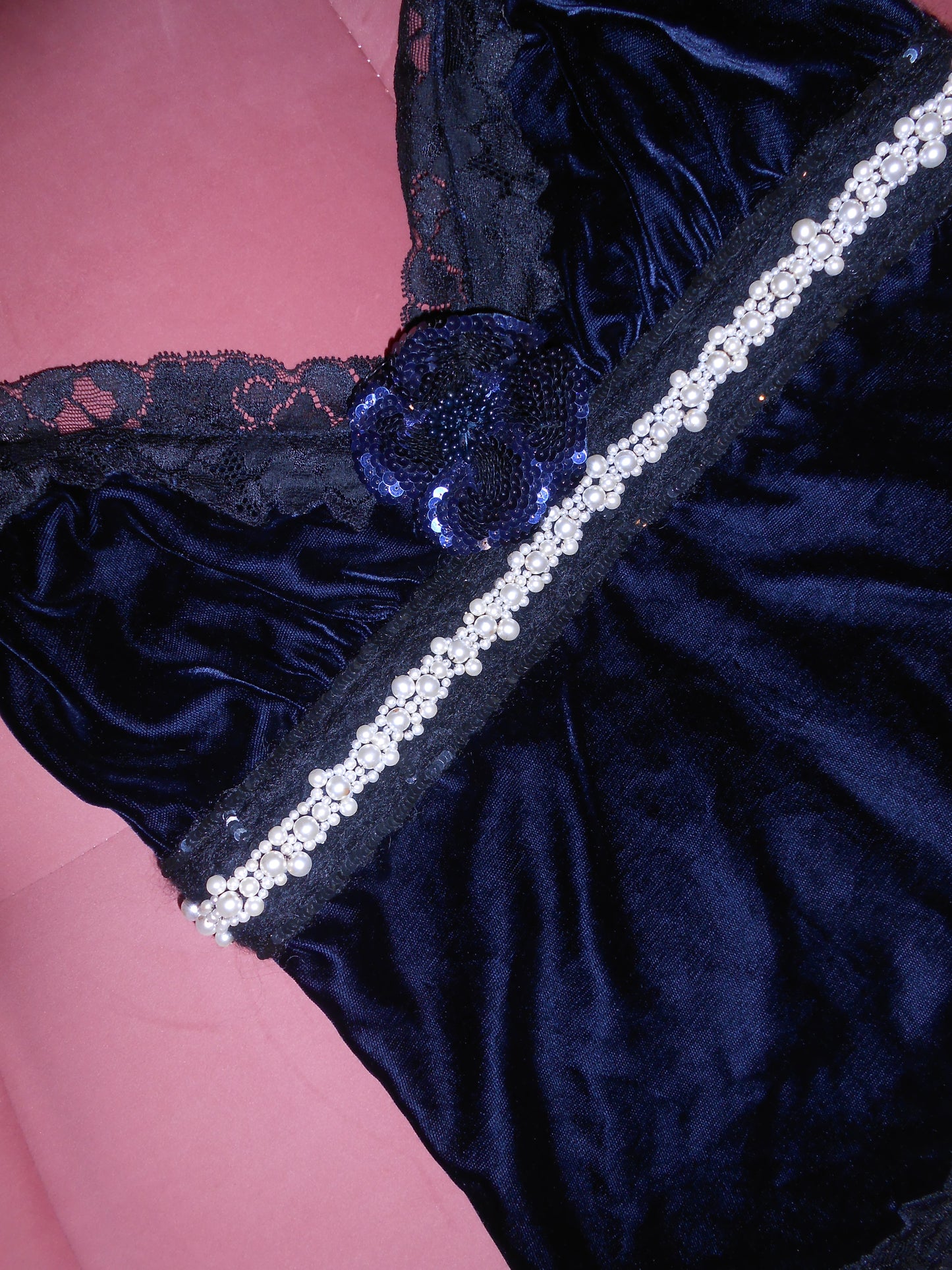 DOLCE & GABBANA EARLY 2000S VELVET CAMI WITH SEQUIN FLOWER