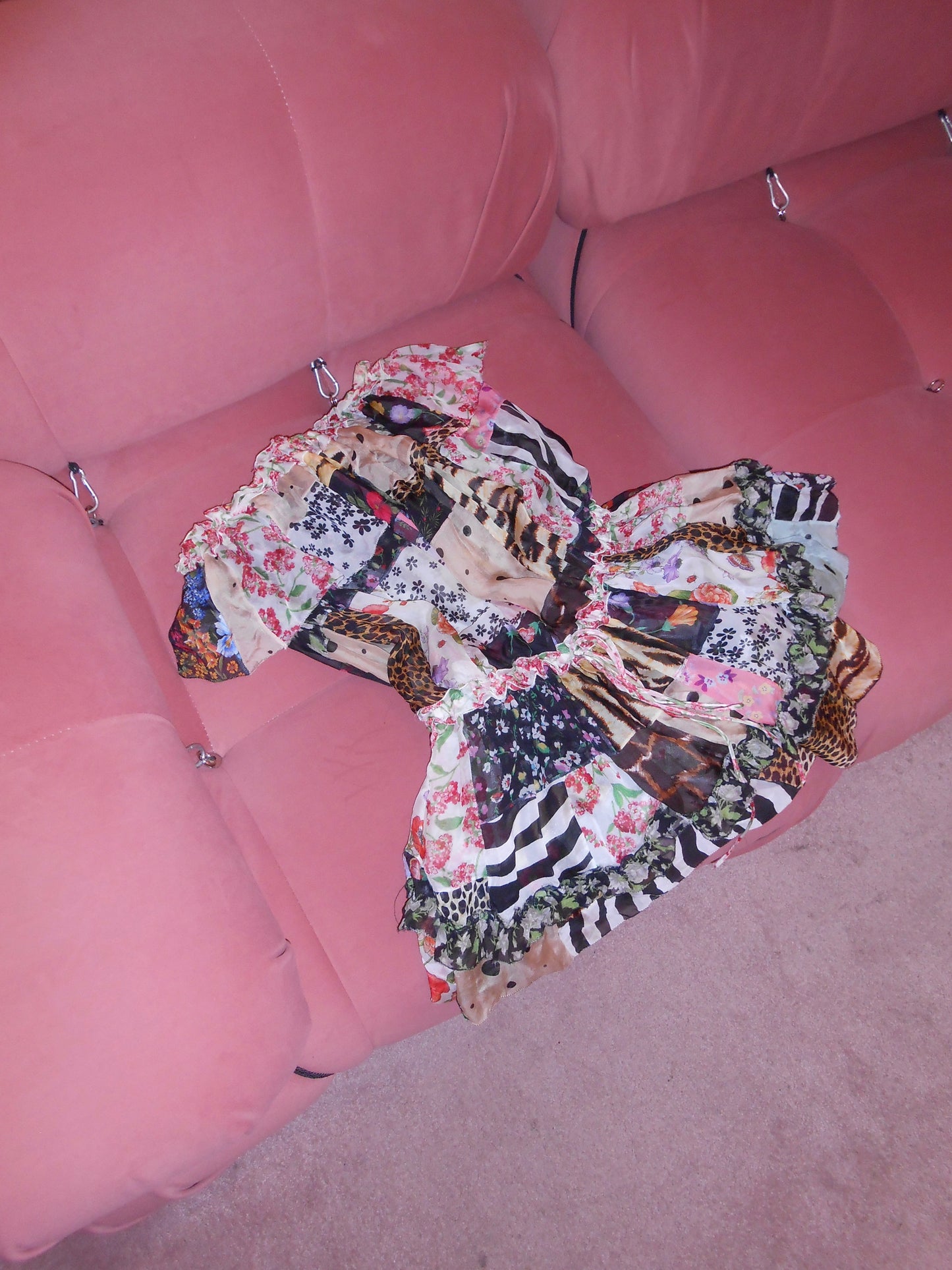 DOLCE & GABBANA SS 2008 PATCHWORK SILK STRAPLESS DRESS