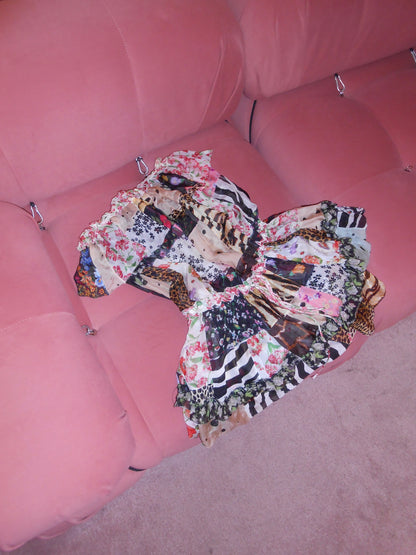 DOLCE & GABBANA SS 2008 PATCHWORK SILK STRAPLESS DRESS