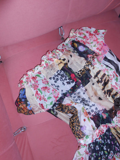 DOLCE & GABBANA SS 2008 PATCHWORK SILK STRAPLESS DRESS