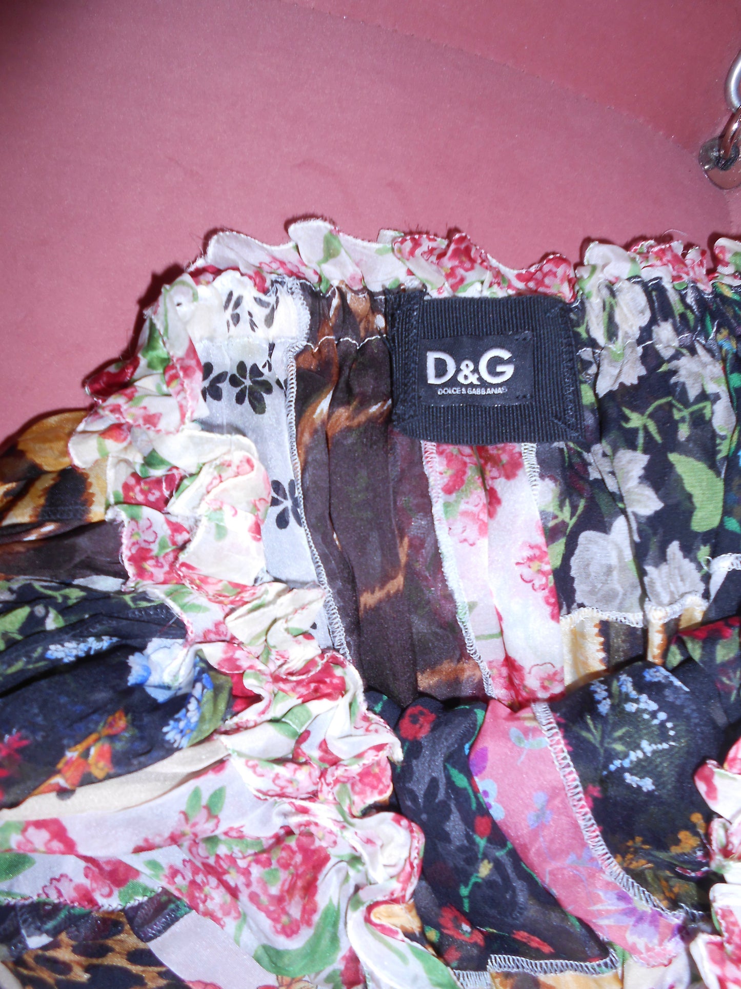 DOLCE & GABBANA SS 2008 PATCHWORK SILK STRAPLESS DRESS