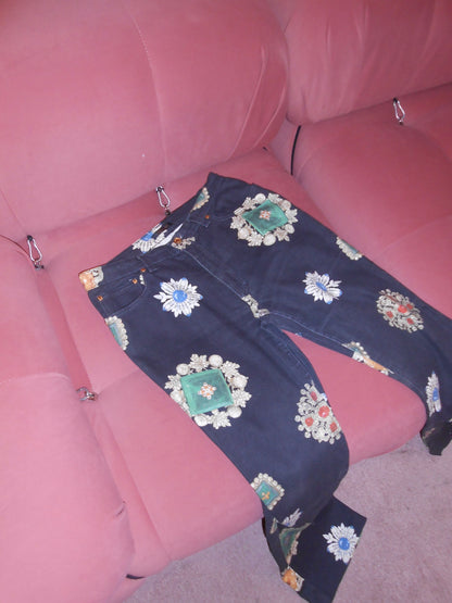 ROBERTO CAVALLI FW 2002 BIJOUX PRINT JEANS