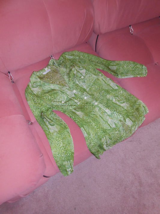 LOLITA LEMPICKA 1990S GREEN SNAKE PRINT TUNIC