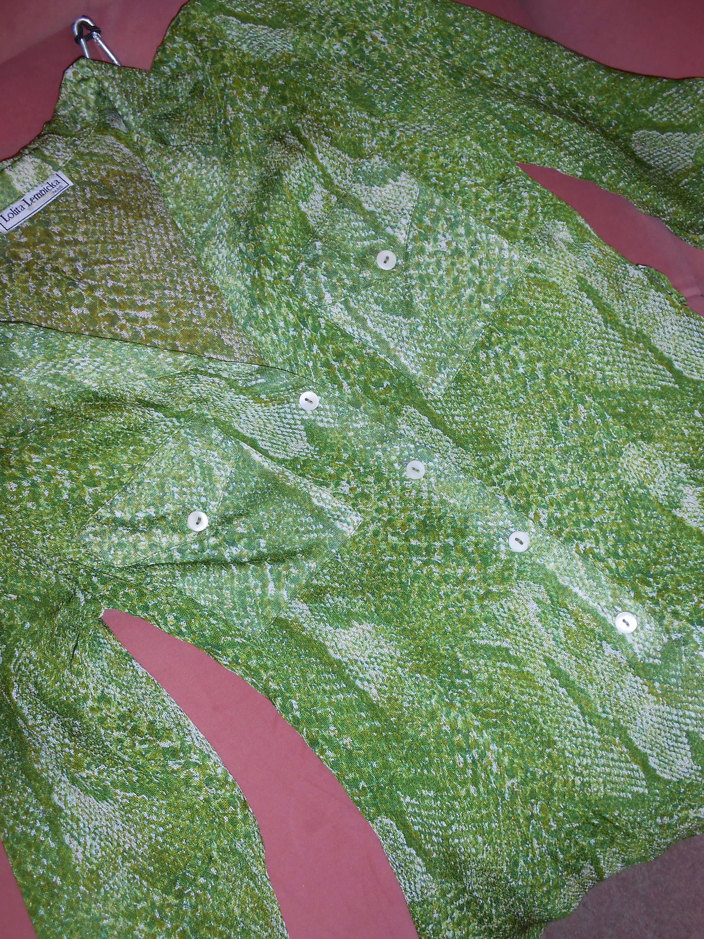 LOLITA LEMPICKA 1990S GREEN SNAKE PRINT TUNIC