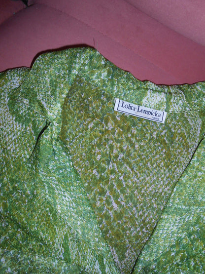 LOLITA LEMPICKA 1990S GREEN SNAKE PRINT TUNIC