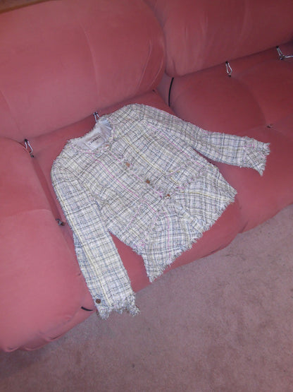 CHANEL BY KARL LAGERFELD SS 2005 TWEED JACKET W/ COCO MADEMOISELLE BUTTONS