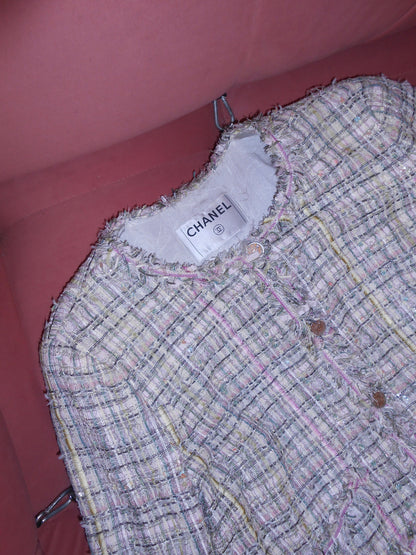 CHANEL BY KARL LAGERFELD SS 2005 TWEED JACKET W/ COCO MADEMOISELLE BUTTONS