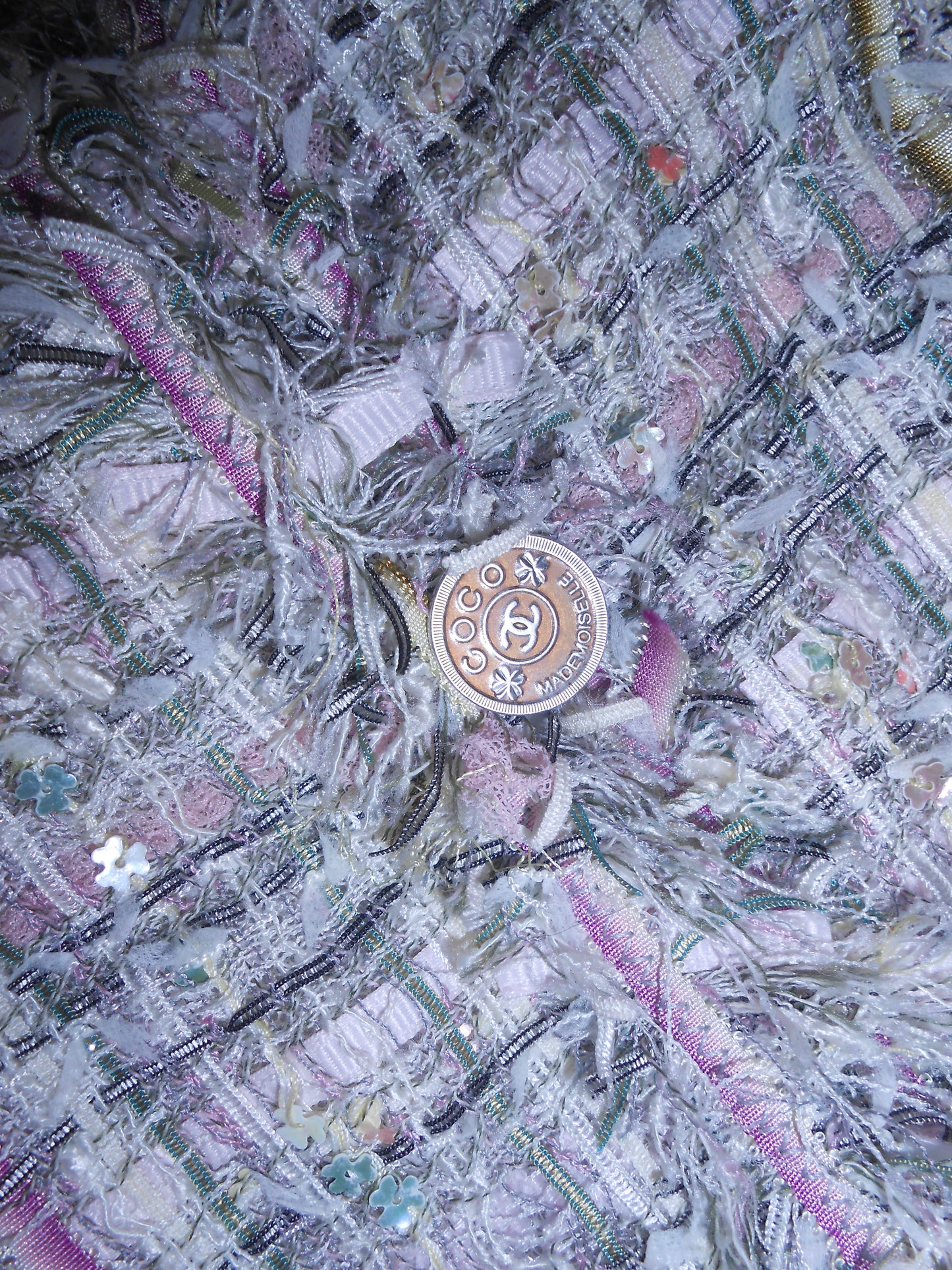 CHANEL BY KARL LAGERFELD SS 2005 TWEED JACKET W/ COCO MADEMOISELLE BUTTONS