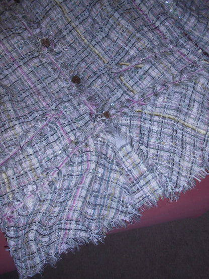 CHANEL BY KARL LAGERFELD SS 2005 TWEED JACKET W/ COCO MADEMOISELLE BUTTONS