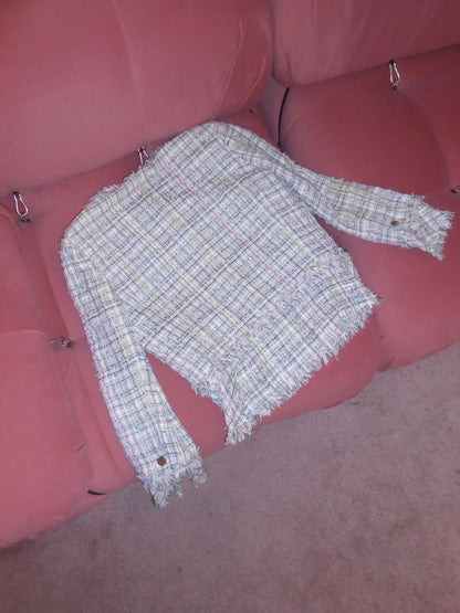 CHANEL BY KARL LAGERFELD SS 2005 TWEED JACKET W/ COCO MADEMOISELLE BUTTONS