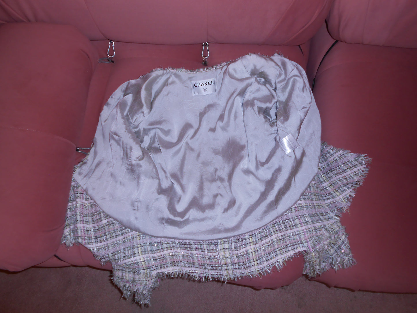 CHANEL BY KARL LAGERFELD SS 2005 TWEED JACKET W/ COCO MADEMOISELLE BUTTONS