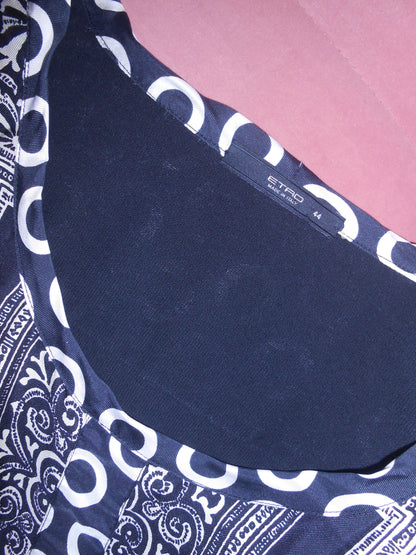 ETRO EARLY 2000S SILK & KNIT PRINTED TOP