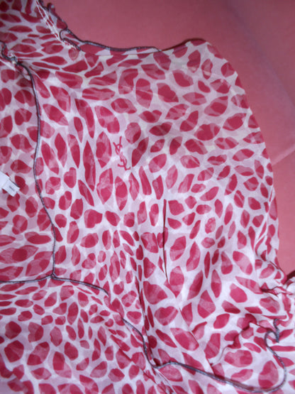 YVES SAINT LAURENT BY TOM FORD SS 2004 ICONIC LIP PRINT SILK SKIRT & TOP ENSEMBLE