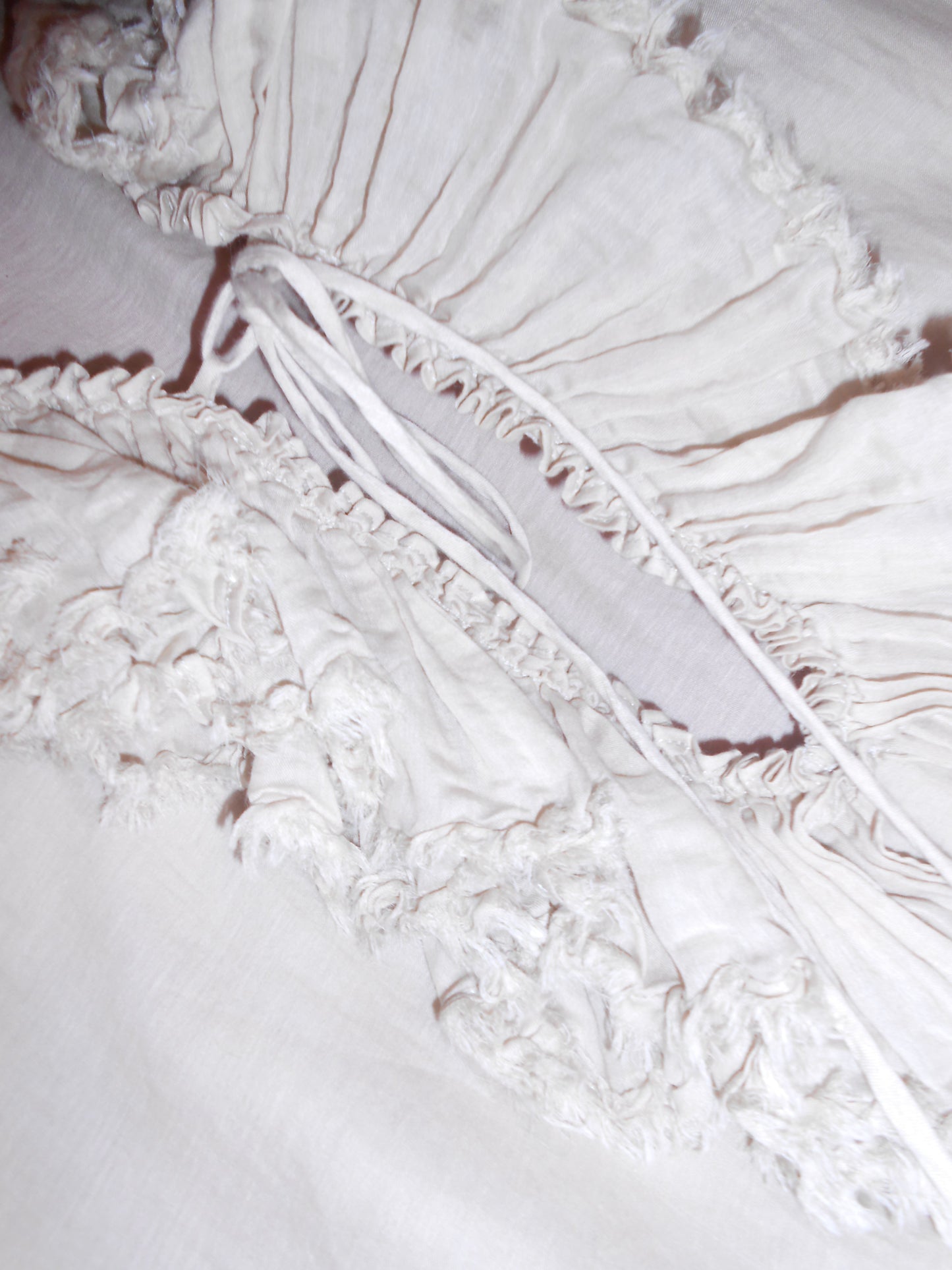 GUCCI BY TOM FORD SS 2003 COTTON & SILK RUFFLE PLUNGE BLOUSE