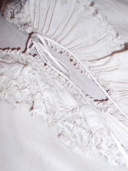 GUCCI BY TOM FORD SS 2003 COTTON & SILK RUFFLE PLUNGE BLOUSE