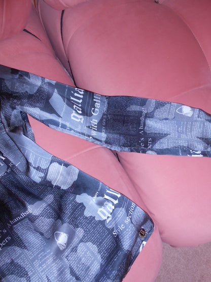 GALLIANO EARLY 2000S SILK NEWSPAPER PRINT BLOUSE