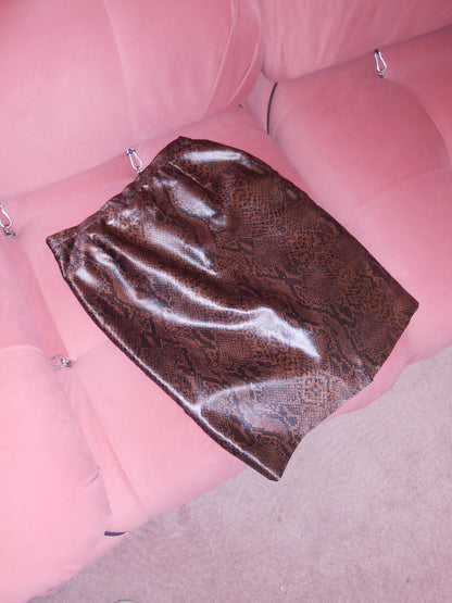 YVES SAINT LAURENT VARIATION 1990S SATIN SNAKE SKIRT