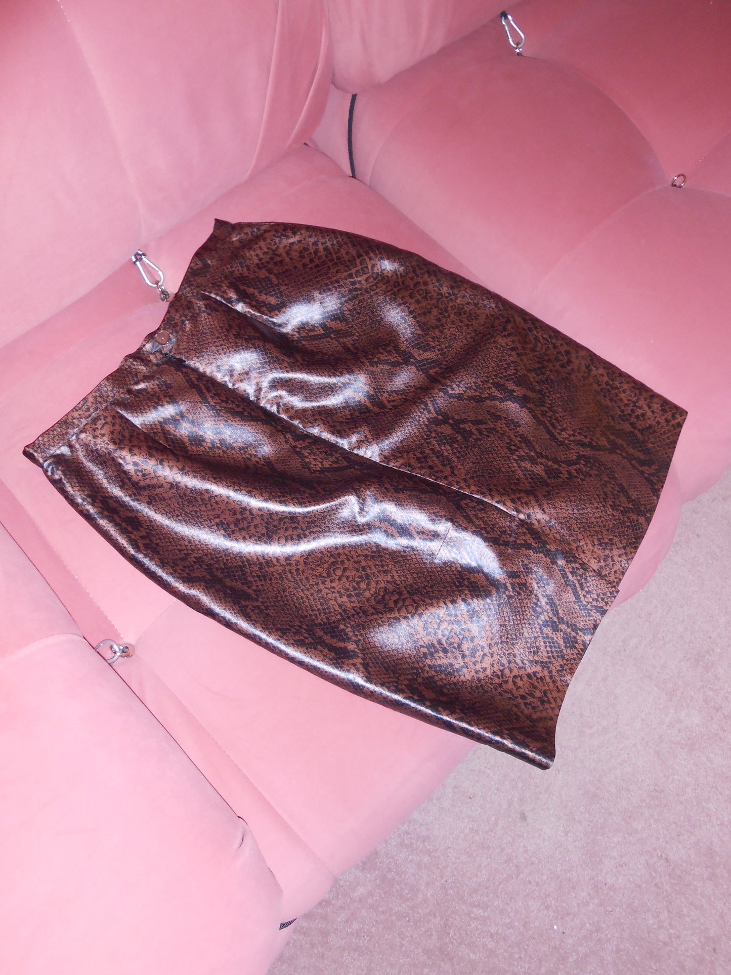 YVES SAINT LAURENT VARIATION 1990S SATIN SNAKE SKIRT