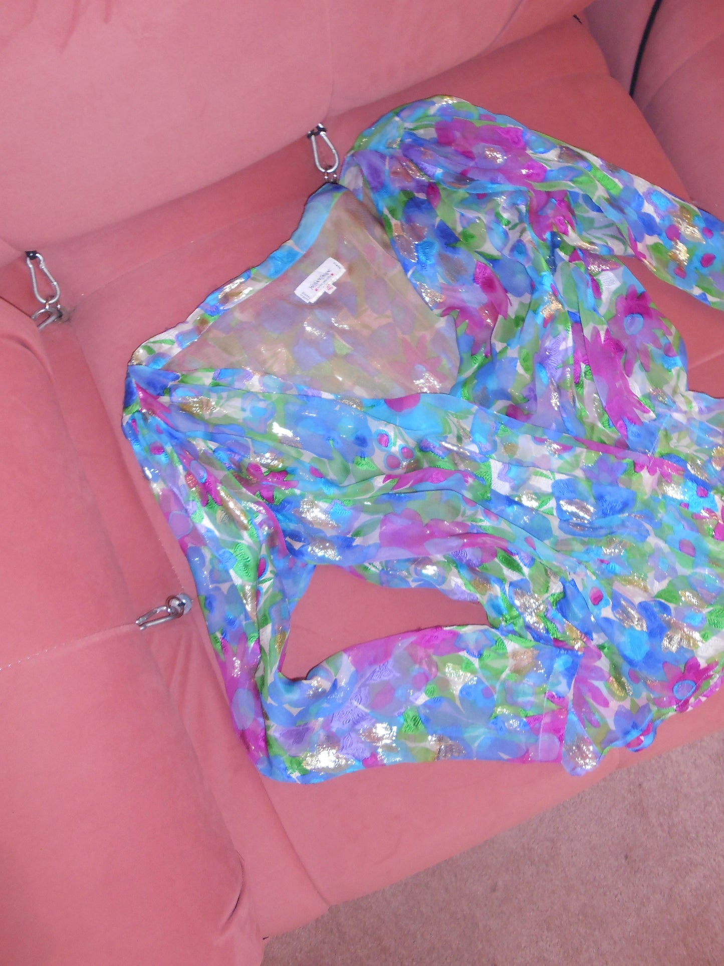 YVES SAINT LAURENT SS 1990 RUNWAY FLORAL PLUNGE TOP