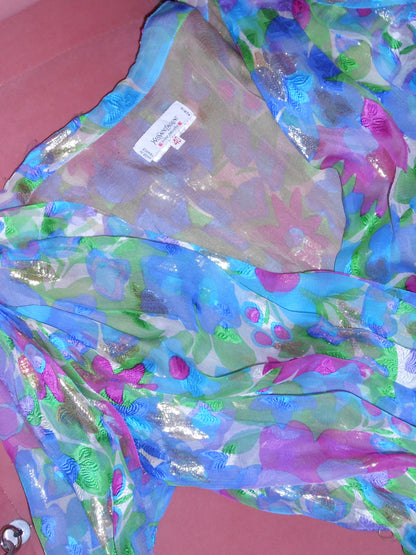 YVES SAINT LAURENT SS 1990 RUNWAY FLORAL PLUNGE TOP