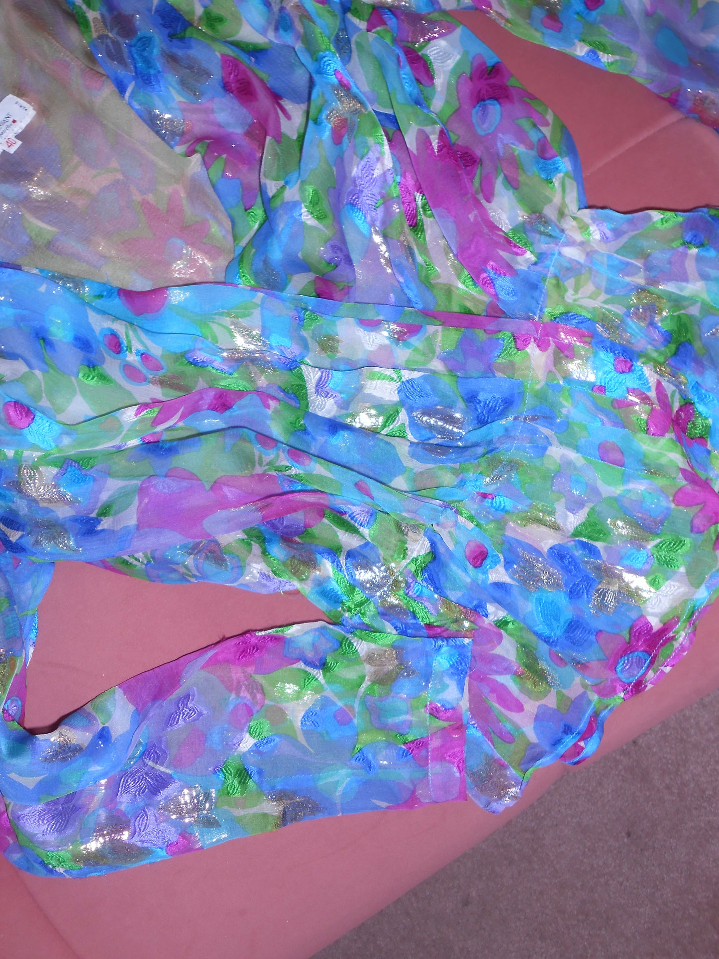 YVES SAINT LAURENT SS 1990 RUNWAY FLORAL PLUNGE TOP