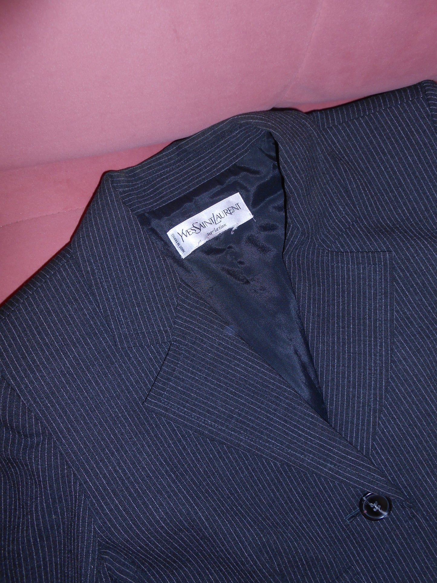 YVES SAINT LAURENT VARIATION 1990S PINSTRIPE WOOL SUIT