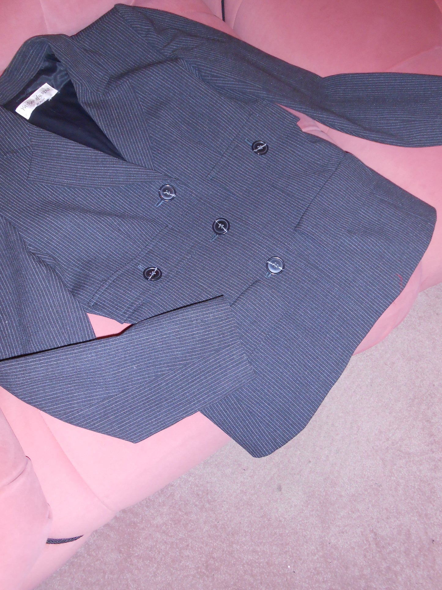 YVES SAINT LAURENT VARIATION 1990S PINSTRIPE WOOL SUIT