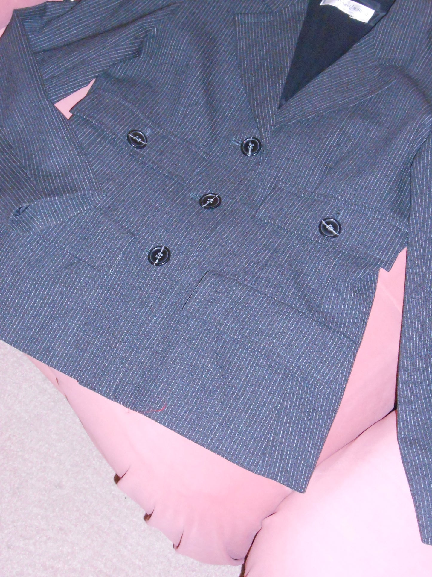 YVES SAINT LAURENT VARIATION 1990S PINSTRIPE WOOL SUIT