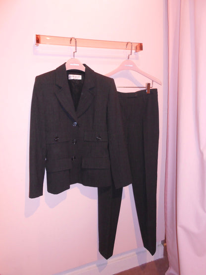 YVES SAINT LAURENT VARIATION 1990S PINSTRIPE WOOL SUIT