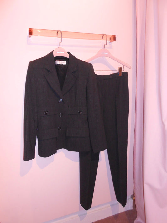 YVES SAINT LAURENT VARIATION 1990S PINSTRIPE WOOL SUIT