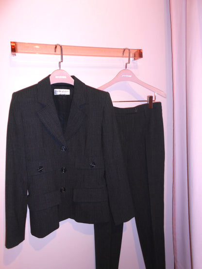 YVES SAINT LAURENT VARIATION 1990S PINSTRIPE WOOL SUIT