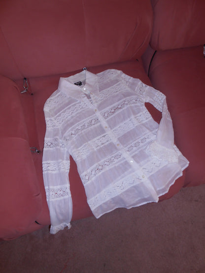 DOCLE & GABBANA EARLY 2000S COTTON & CROCHET BLOUSE
