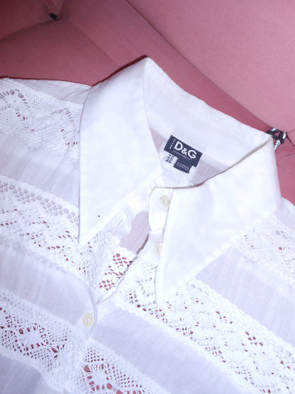DOCLE & GABBANA EARLY 2000S COTTON & CROCHET BLOUSE