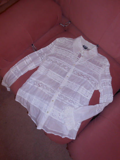 DOCLE & GABBANA EARLY 2000S COTTON & CROCHET BLOUSE