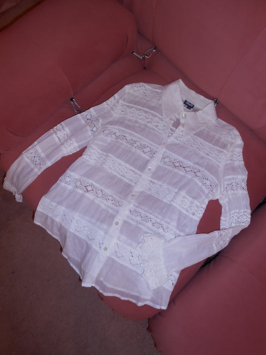 DOCLE & GABBANA EARLY 2000S COTTON & CROCHET BLOUSE