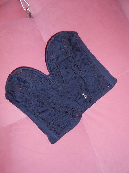 LA PERLA 1990S LACE & SATIN BUSTIER TOP