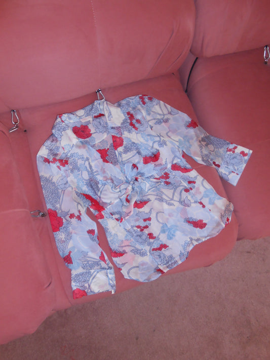 VALENTINO EARLY 2000S FLORAL TIE BLOUSE