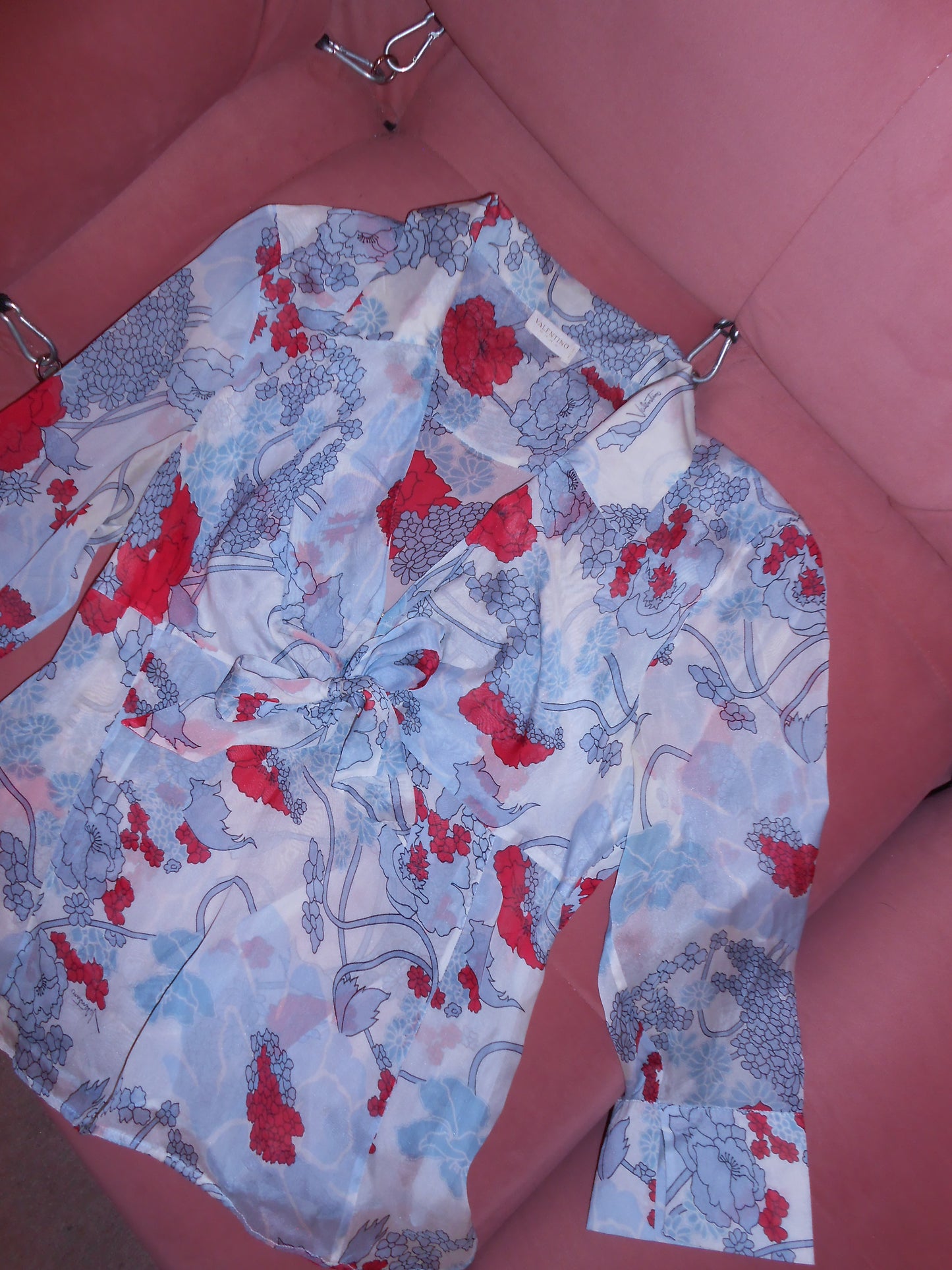 VALENTINO EARLY 2000S FLORAL TIE BLOUSE