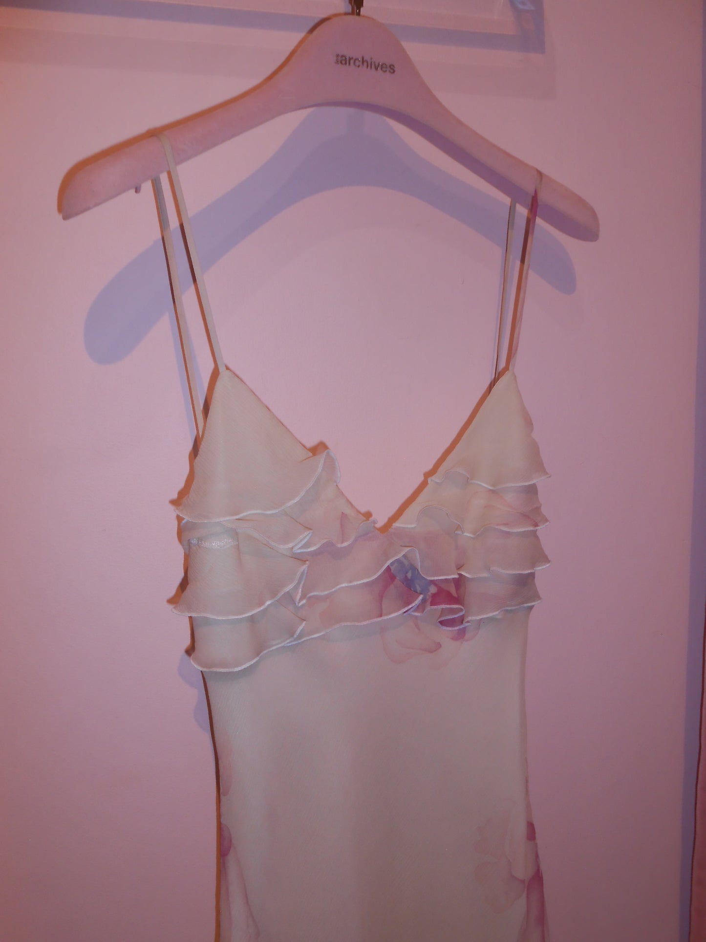 ARMANI	2001 SILK FLORAL DRESS WITH RUFFLES