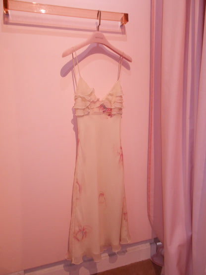 ARMANI	2001 SILK FLORAL DRESS WITH RUFFLES