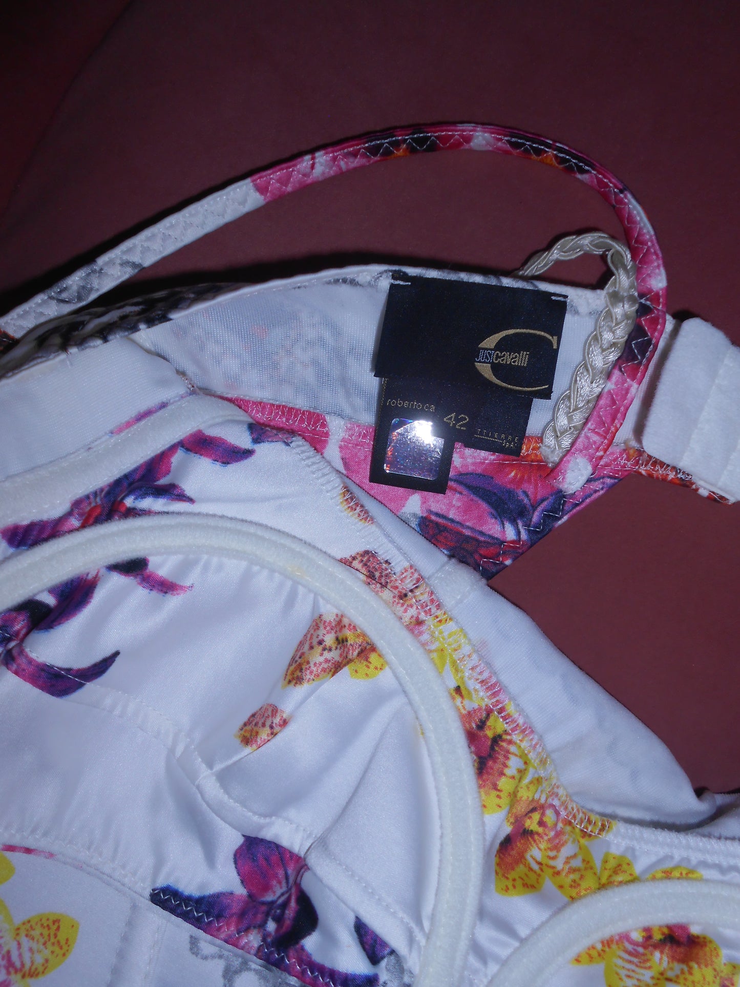 JUST CAVALLI EARLY 2000S FLORAL & PEARL PRINT DRESS