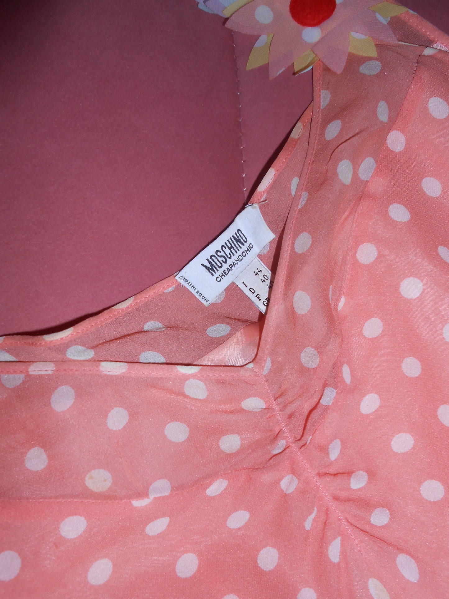 MOSCHINO CHEAP & CHIC	EARLY 2000S POLKA DOT DRESS WITH FLOWERS