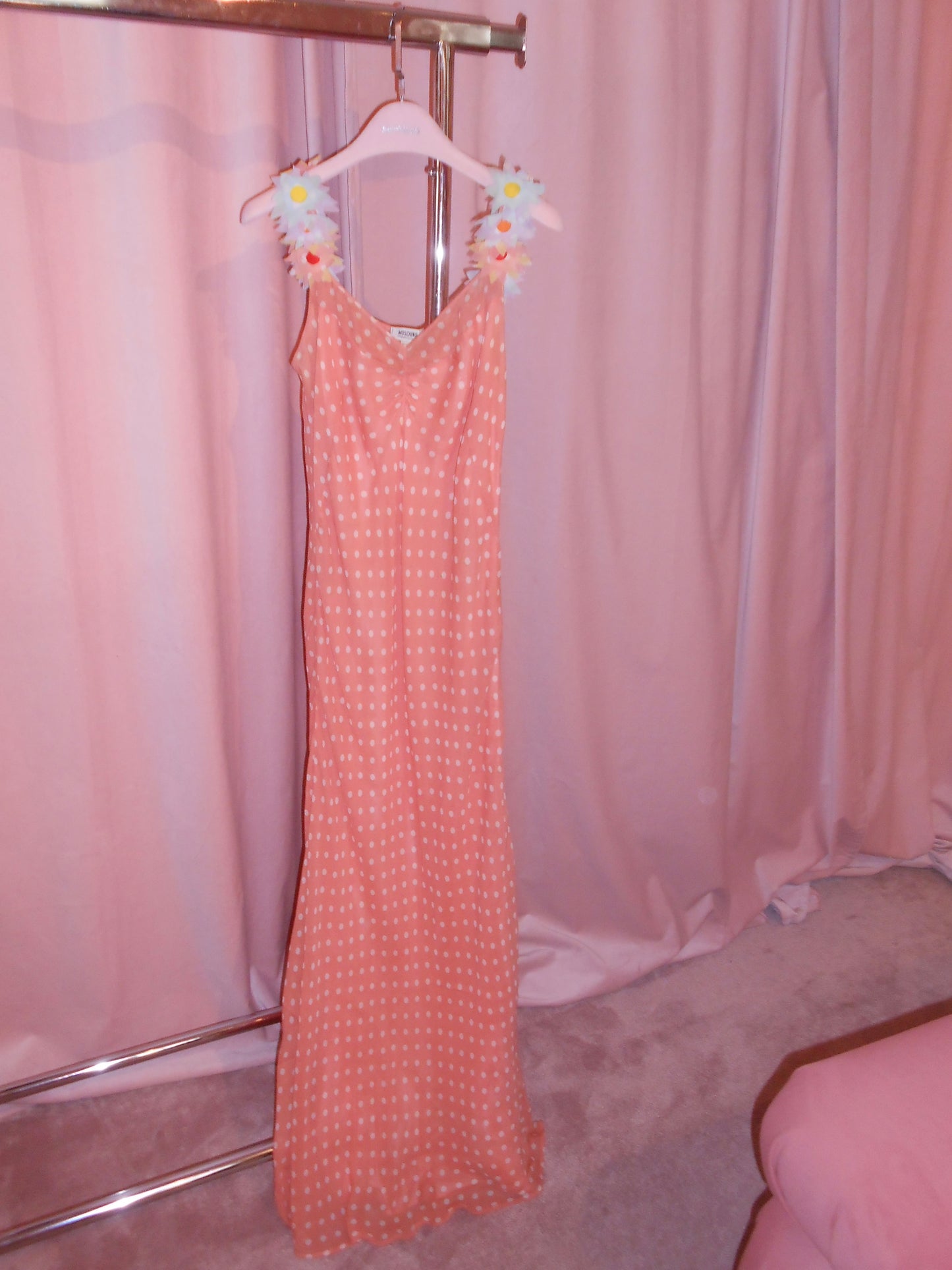 MOSCHINO CHEAP & CHIC	EARLY 2000S POLKA DOT DRESS WITH FLOWERS