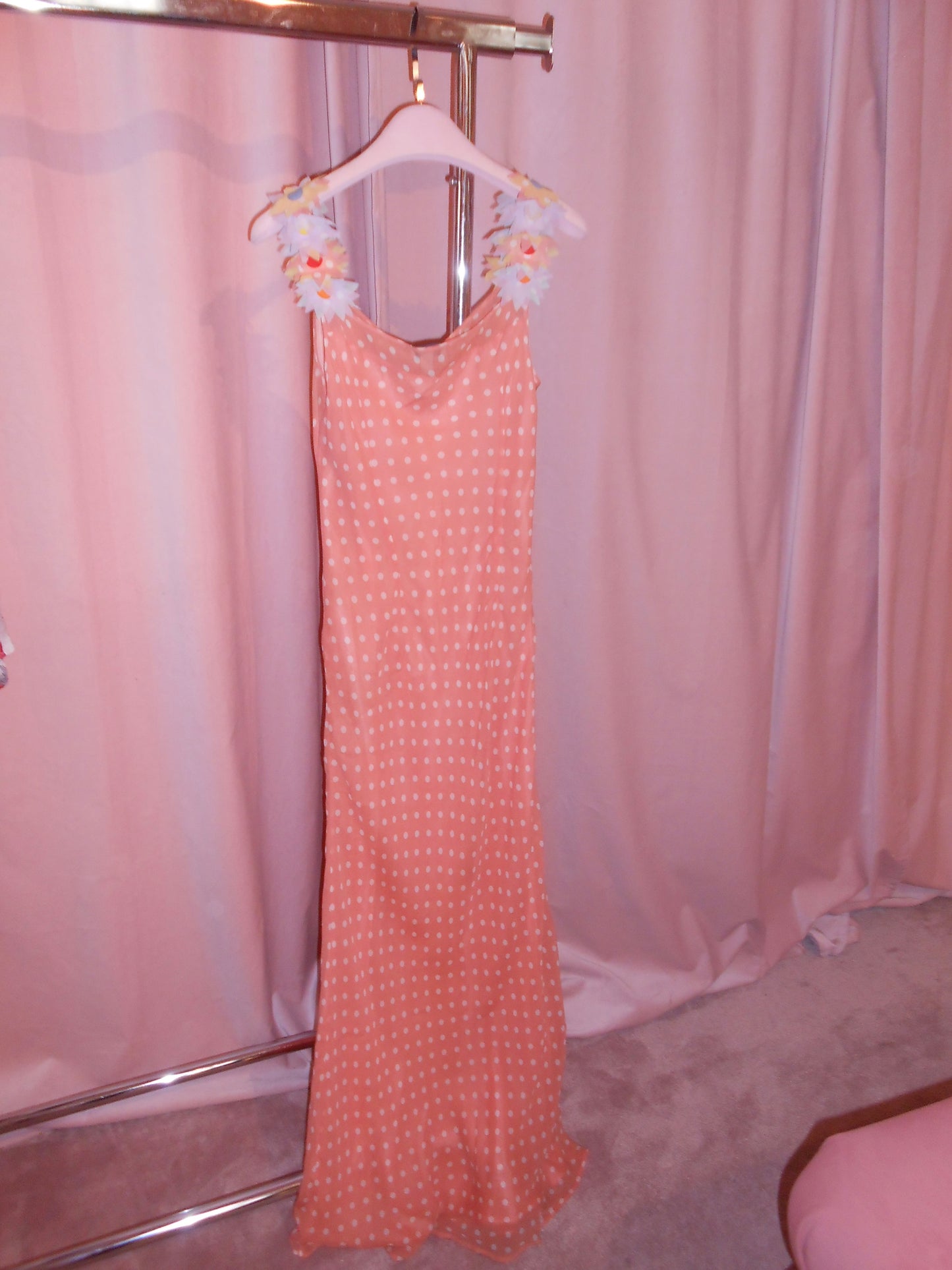 MOSCHINO CHEAP & CHIC	EARLY 2000S POLKA DOT DRESS WITH FLOWERS
